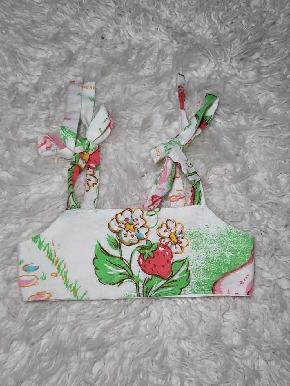 Vintage Kids Strawberry Cottage Two-Piece Set in White, Red & Green